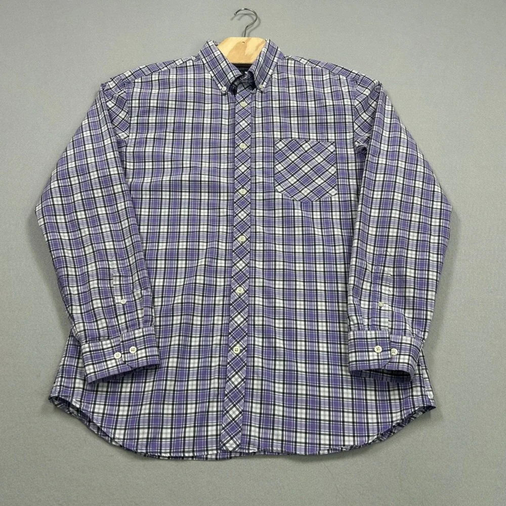 Banana‎ Republic Slim Fit Mens XL Purple Plaid Button Down Long Sleeve Shirt
